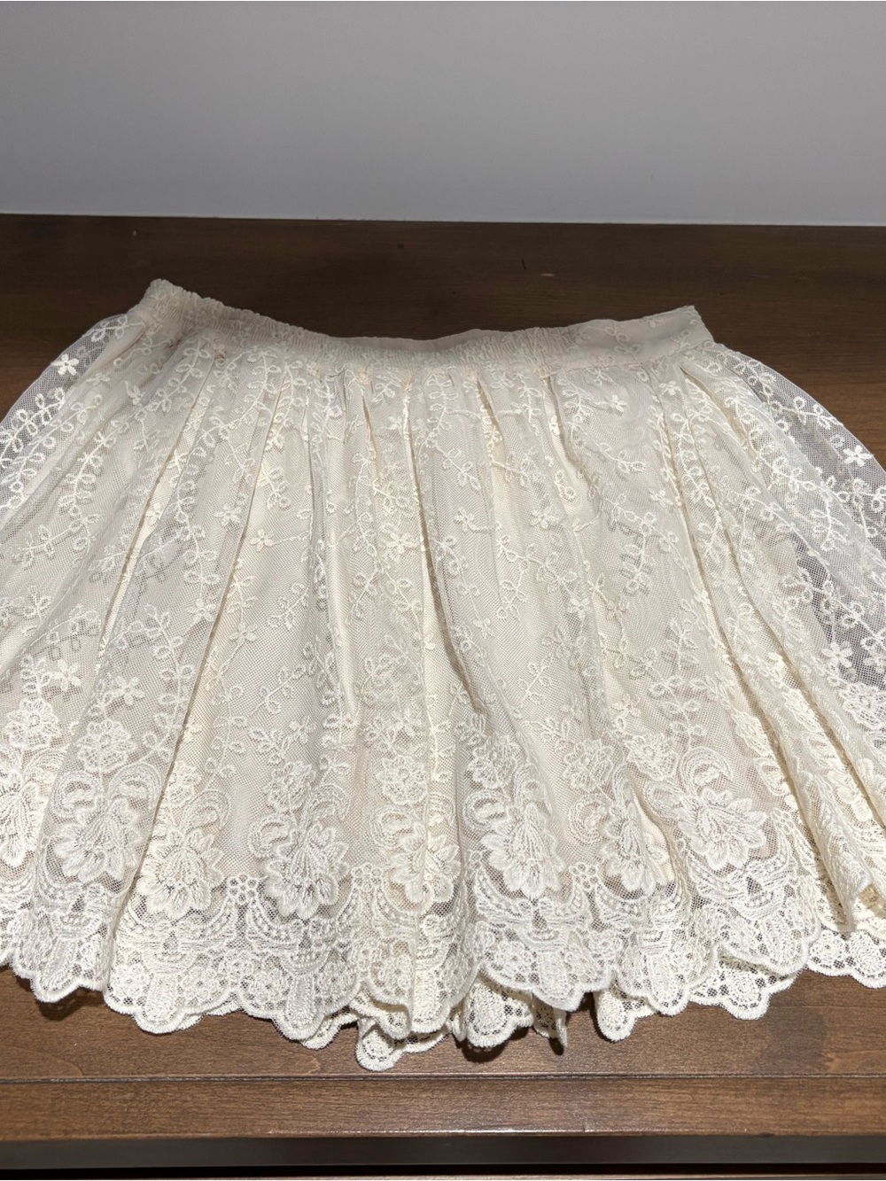 Women's Cream Lace A-Line Skirt - Picture 2 of 2